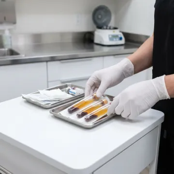 Clinician preparing plasma hair treatment