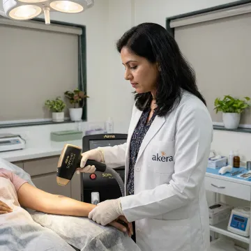 Dermatologist preparing Soprano Platinum laser treatment
