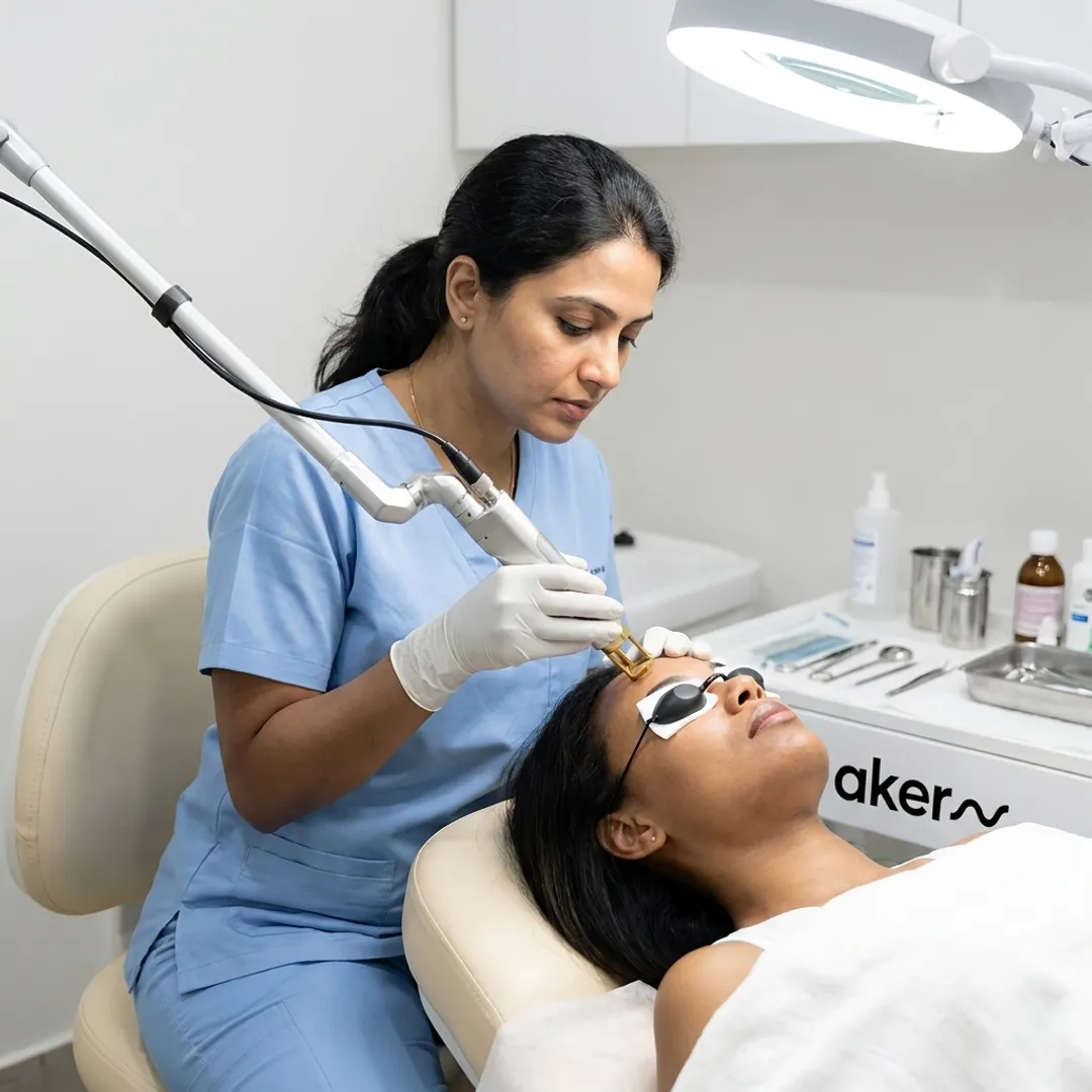 Dermatologist performing facial laser treatment