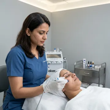 Hydrafacial treatment process in a dermatology clinic