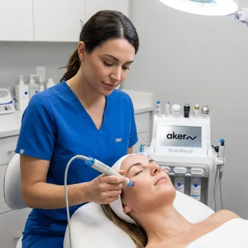 HydraFacial procedure in a dermatology clinic