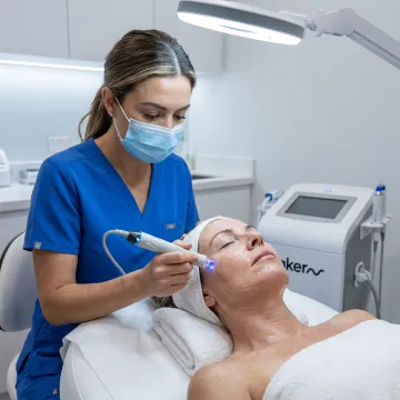 Patient receiving medi facial treatment