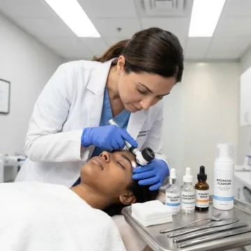 Dermatologist preparing medi facial treatment