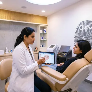 Aesthetic doctor consulting with patient