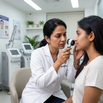 Dermatologist consulting a patient for cosmetic skin care