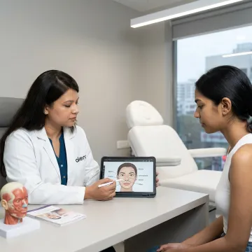 Botox and dermal filler consultation in modern clinic