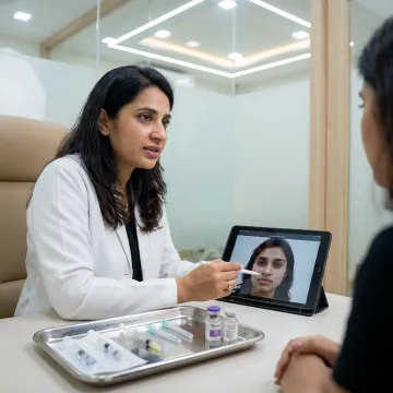 Dermatologist preparing aesthetic injectable treatment
