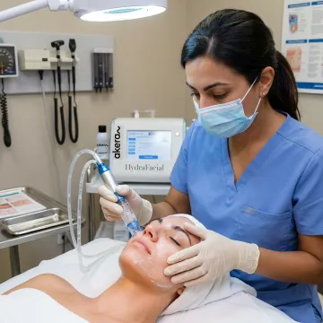 HydraFacial treatment process at a skin clinic
