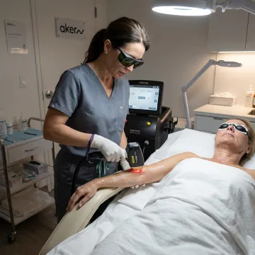 Laser hair removal treatment in a dermatology clinic