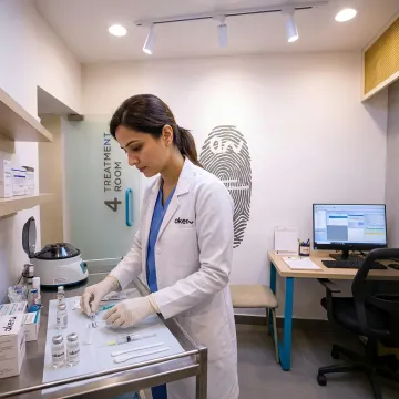 Dermatologist preparing facial GFC treatment