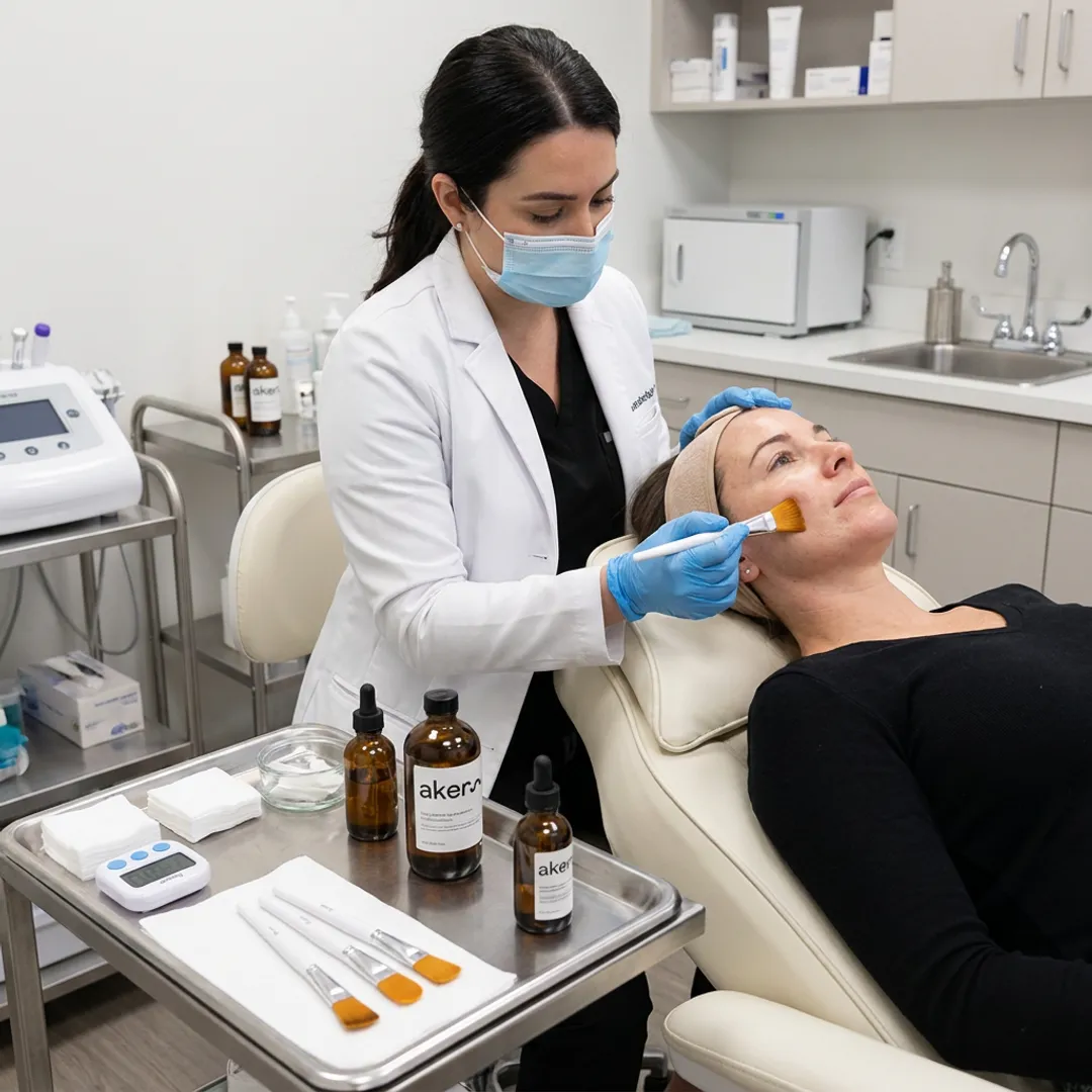 Dermatologist preparing chemical peel treatment
