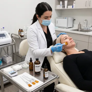 Dermatologist preparing chemical peel treatment