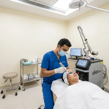 Dermatologist performing laser toning treatment