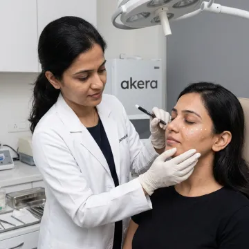 Dermatologist planning cheek filler treatment