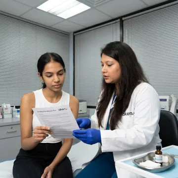 Dermatologist planning a TCA body peel