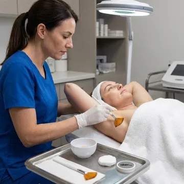 Dermatologist preparing underarm chemical peel treatment
