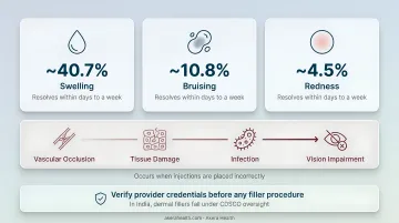 Injectable hyaluronic acid filler common side effects frequency percentage breakdown chart