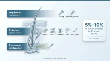 Three hair removal categories depilation epilation and permanent destruction comparison infographic