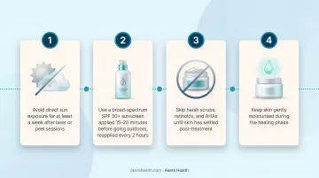Post tan removal treatment aftercare routine checklist infographic for skin protection