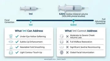 1ml cheek filler suitable versus unsuitable candidate comparison infographic