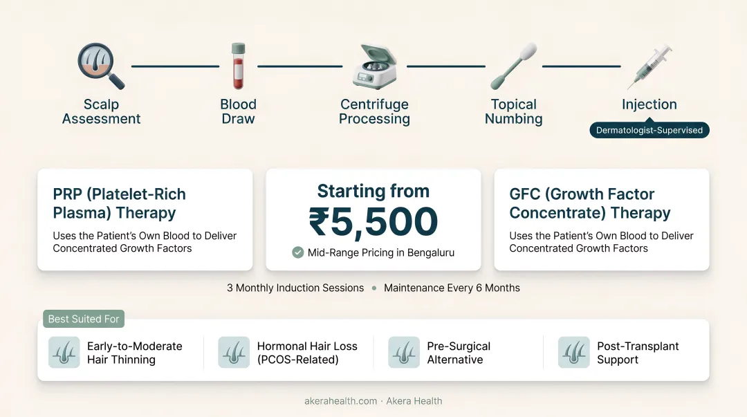 Dermatologist performing PRP plasma hair restoration session on patient scalp