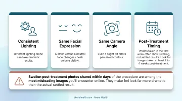 4-point checklist for evaluating cheek filler before and after photos accurately