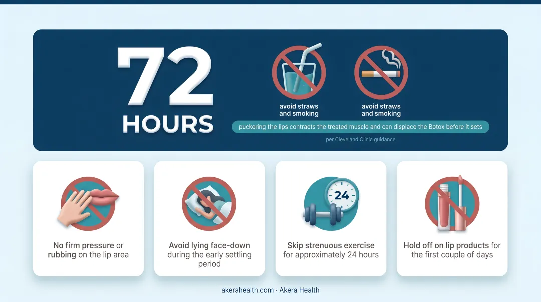 Botox lip flip aftercare do's and don'ts checklist for first 72 hours