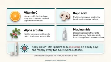 Four key brightening ingredients for lip pigmentation with mechanisms of action