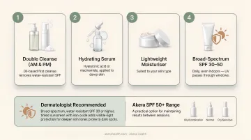 4-step post glass skin facial home skincare routine process flow diagram