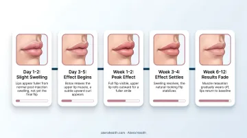 Botox lip flip week-by-week results timeline from day one to week six