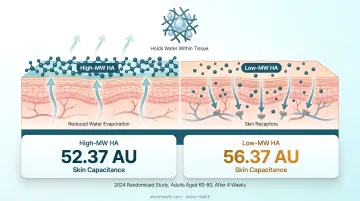 High versus low molecular weight hyaluronic acid skin penetration comparison infographic