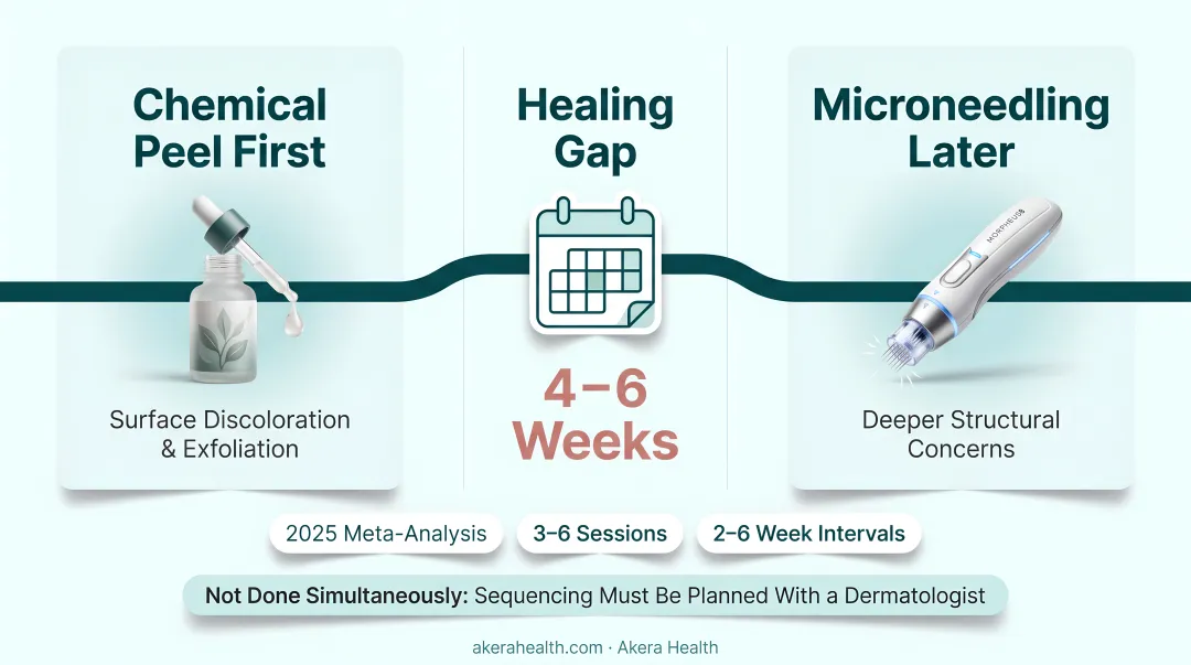 Chemical peel then microneedling combination treatment sequence timeline for skin concerns