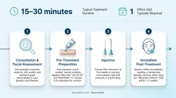 4-step chin and jawline filler procedure process flow infographic
