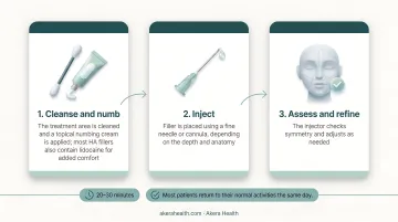 Three-step marionette line filler injection procedure process flow diagram