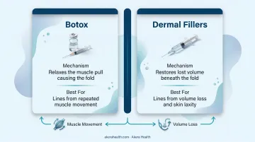 Botox versus dermal fillers for marionette lines side-by-side comparison chart