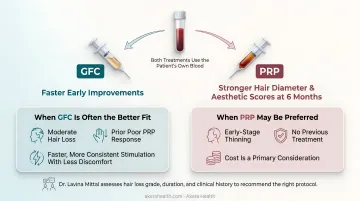 GFC versus PRP hair treatment side-by-side comparison chart for hair loss