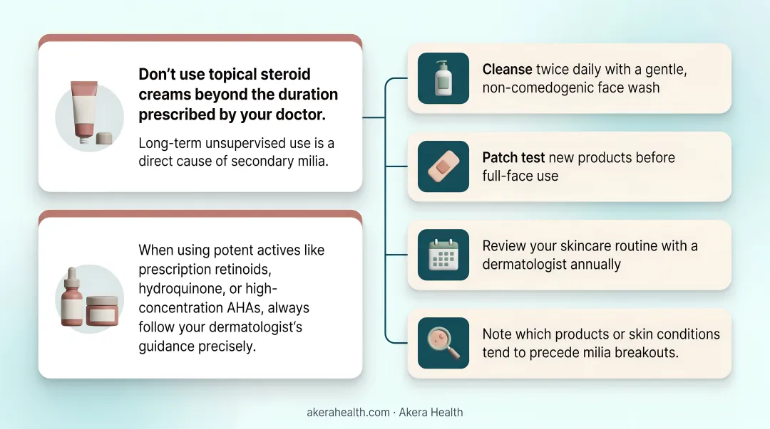 Four daily skincare habits to prevent recurring facial milia long-term