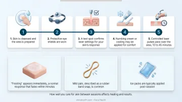 5-step Q-switched laser tattoo removal session procedure process flow