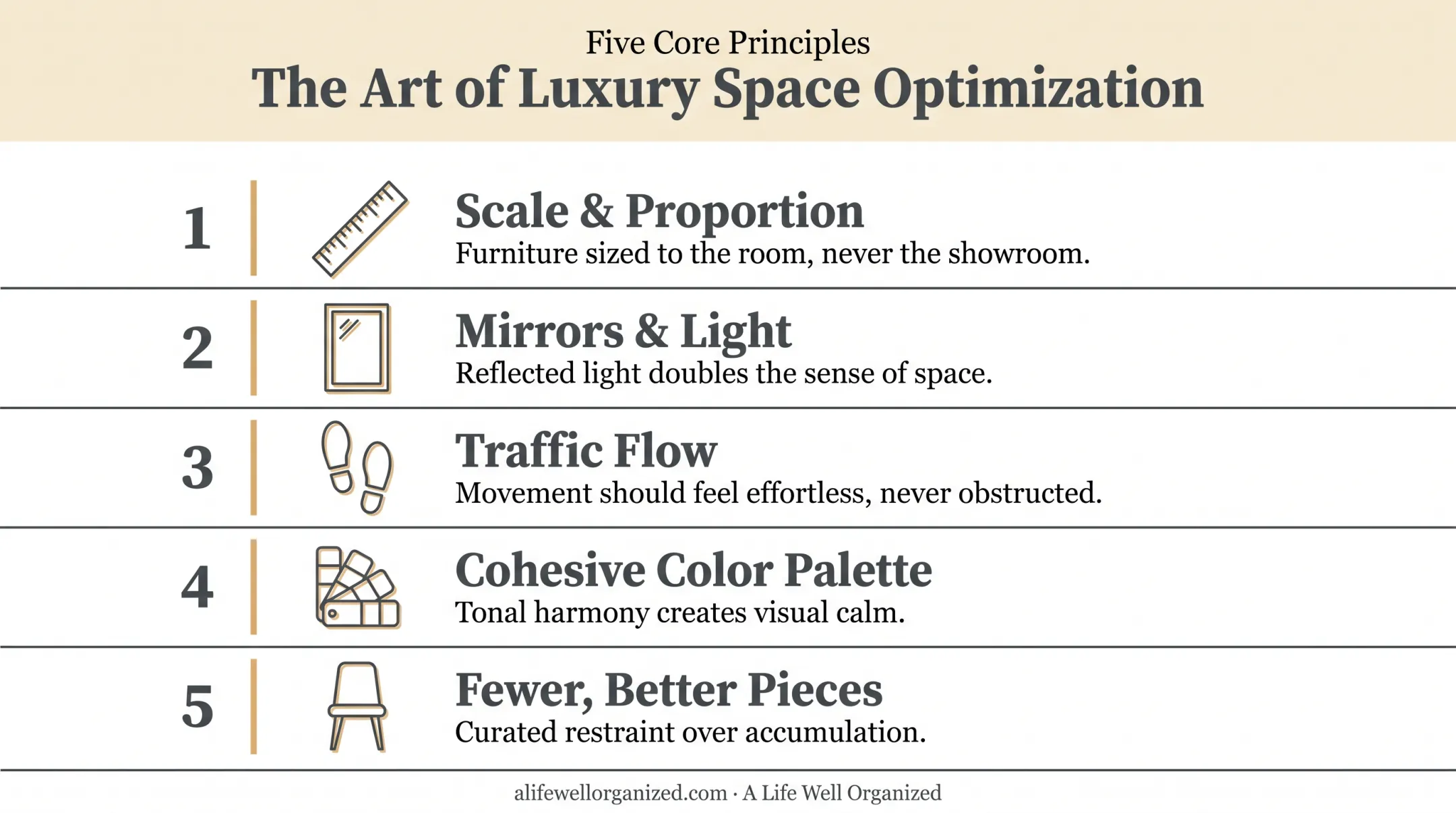 Core space optimization principles for luxury interiors visual breakdown