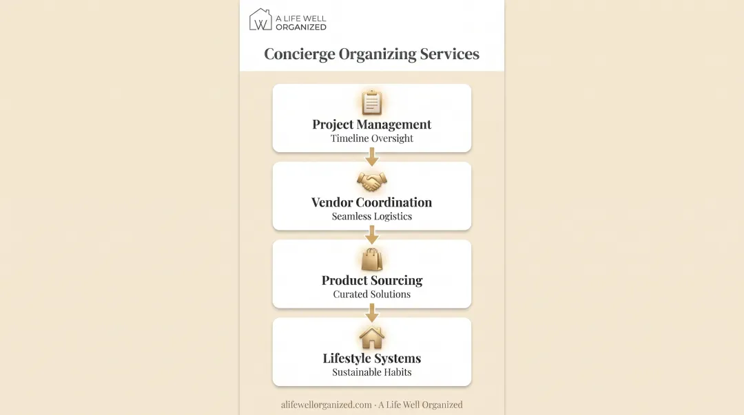 Four core components of concierge organizing services from project management to lifestyle systems