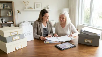 NAPO-certified professional organizer consulting with senior client during home transition