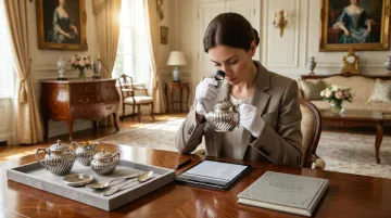 Estate inventory specialist cataloguing fine art and antiques for high-net-worth family
