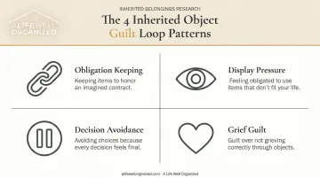Four common guilt loop patterns when sorting inherited belongings infographic