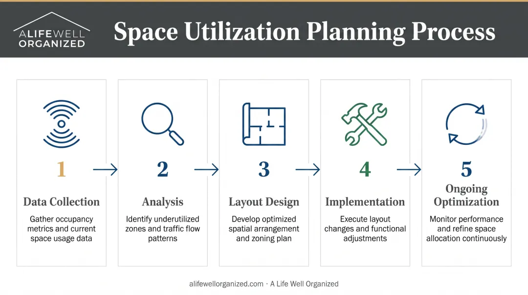 5-stage space utilization planning process from data collection through continuous optimization