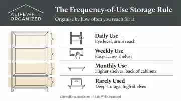 Frequency-of-use storage placement rule four-tier visual guide