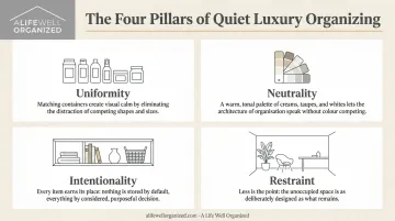 Four quiet luxury home organization principles uniformity neutrality intentionality restraint