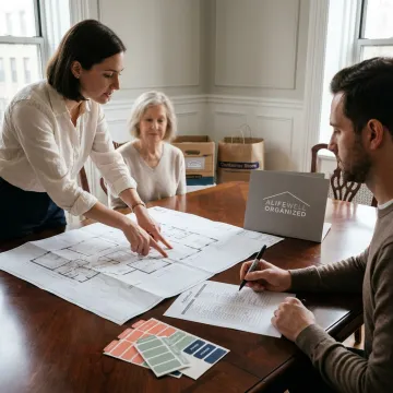 Team planning an organized senior move