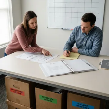 Organized team planning a laboratory relocation