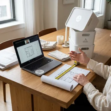 Virtual organizing consultation with storage plans
