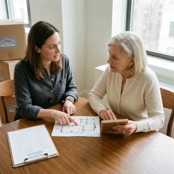 Organizer helping a senior plan a move